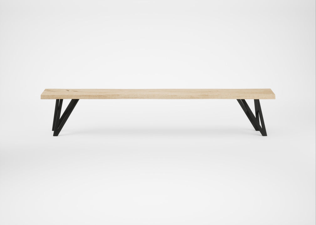 Bespoke Dining Bench Vienna White Oiled Oak / 220cm / Natural Edge