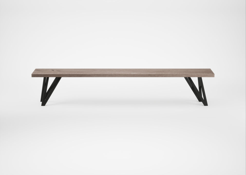 Bespoke Dining Bench Vienna Grey Oiled Oak / 220cm / Straight