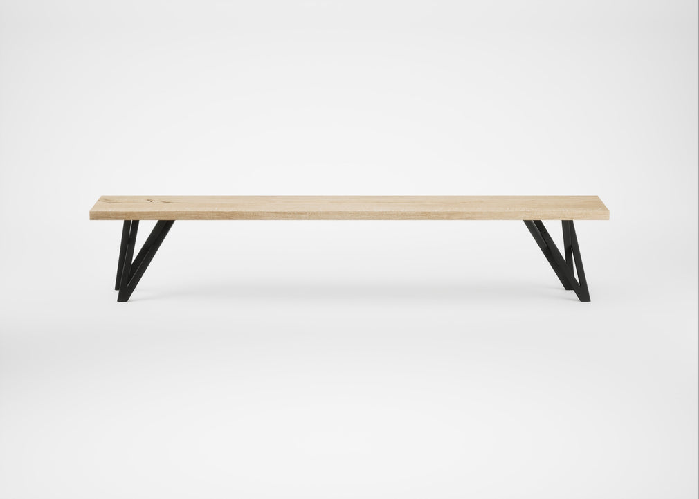 Bespoke Dining Bench Vienna White Oiled Oak / 220cm / Straight