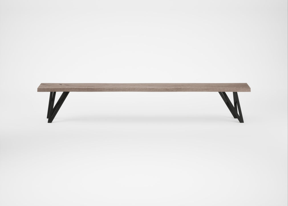 Bespoke Dining Bench Vienna Grey Oiled Oak / 240cm / Natural Edge