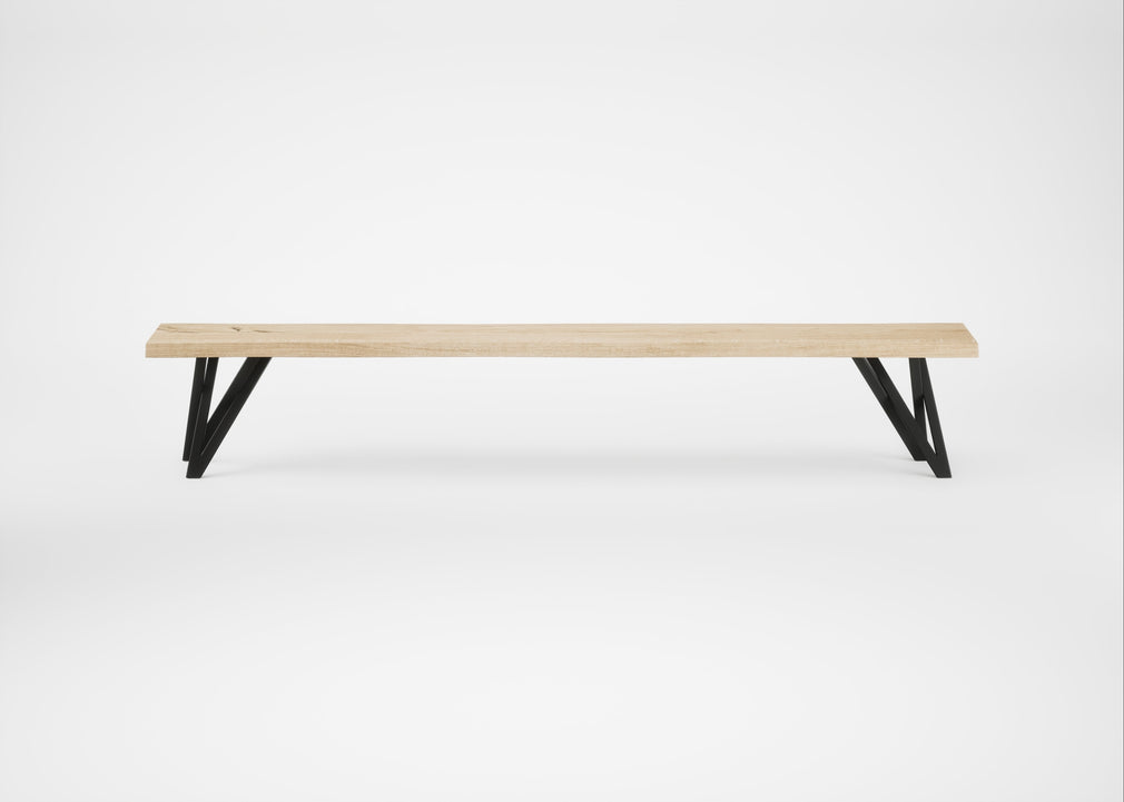 Bespoke Dining Bench Vienna White Oiled Oak / 240cm / Natural Edge