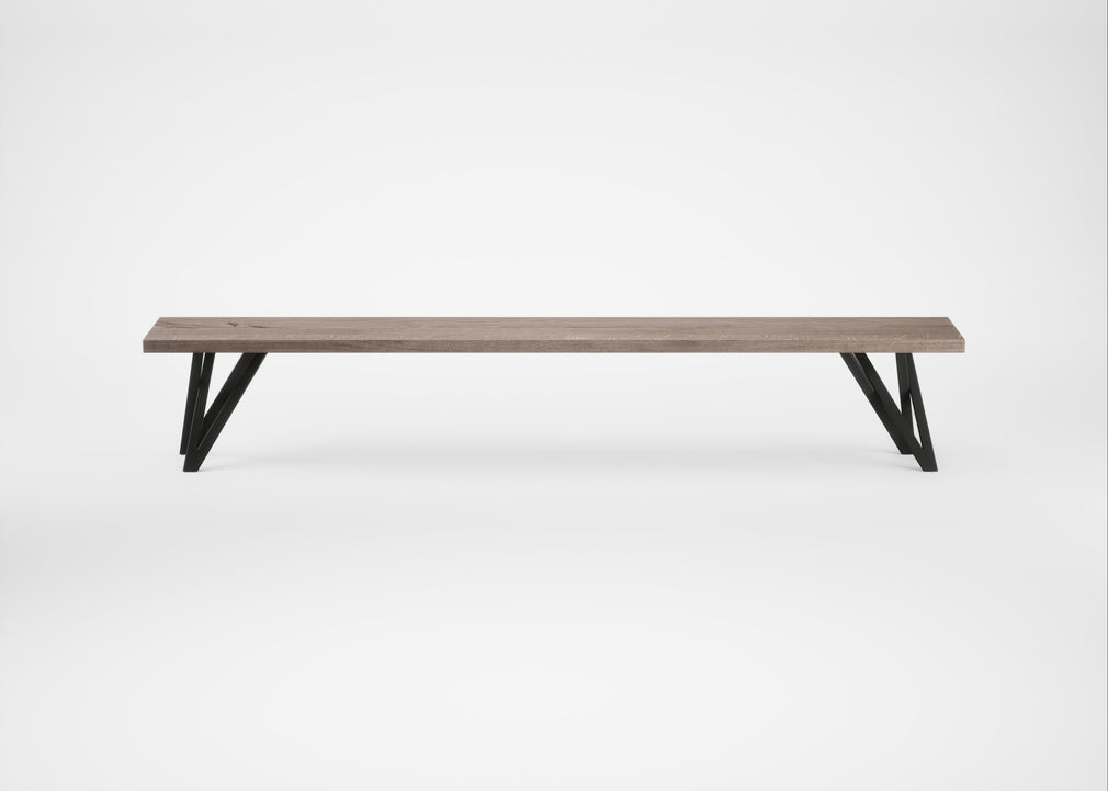 Bespoke Dining Bench Vienna Grey Oiled Oak / 240cm / Straight