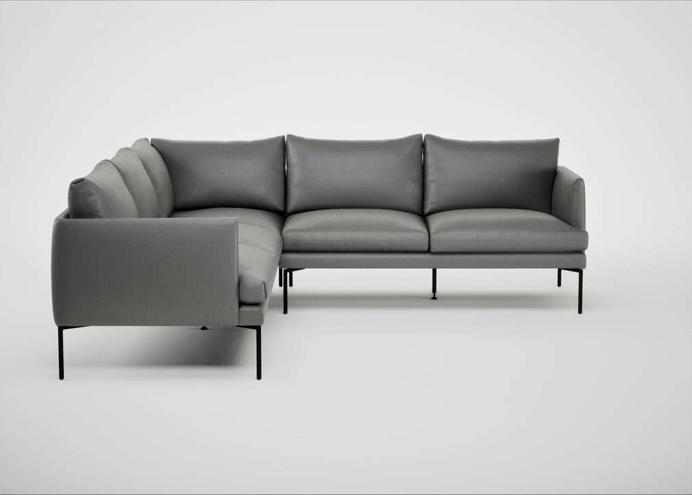 Matera Large Corner Sofa Daino Leather Steel / Black