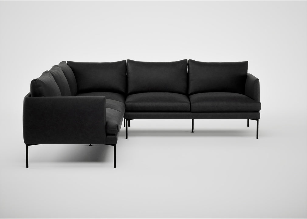 Matera Large Corner Sofa Leather Grain Graphite 063 / Black