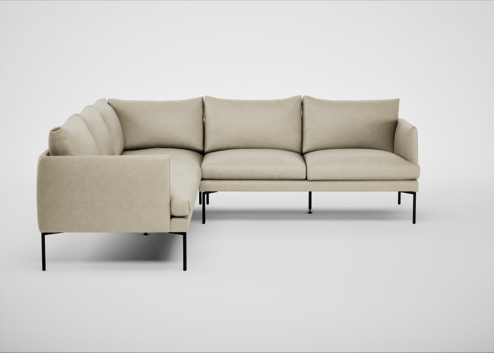 Matera Large Corner Sofa Leather Grain Storm 006 / Black