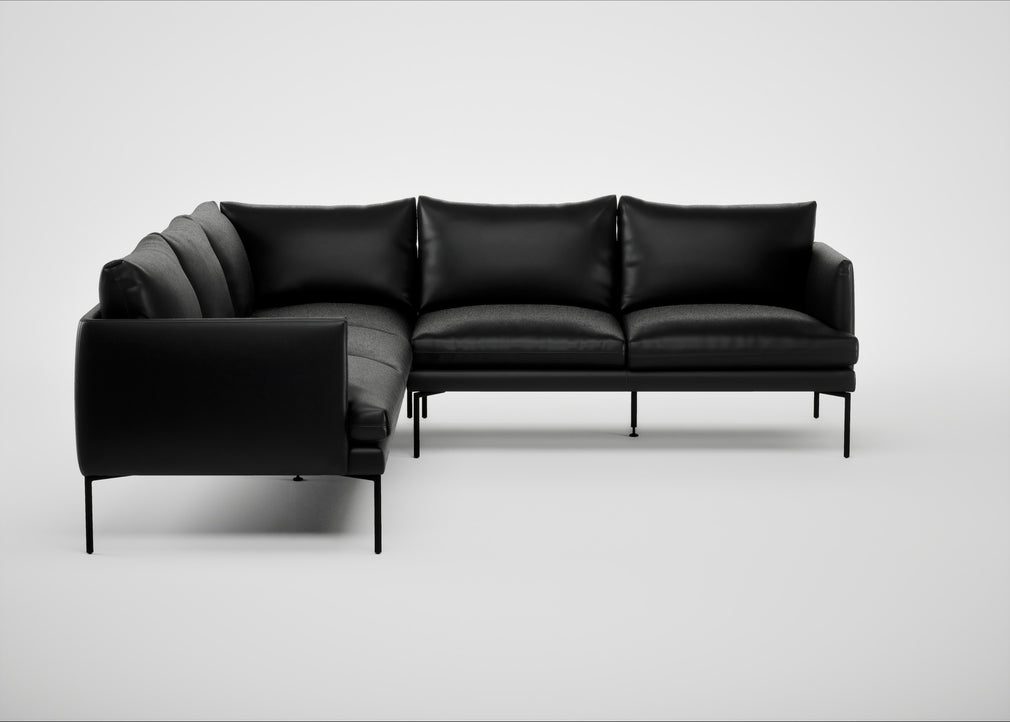 Matera Large Corner Sofa Leather Stonewash Black 263 / Black