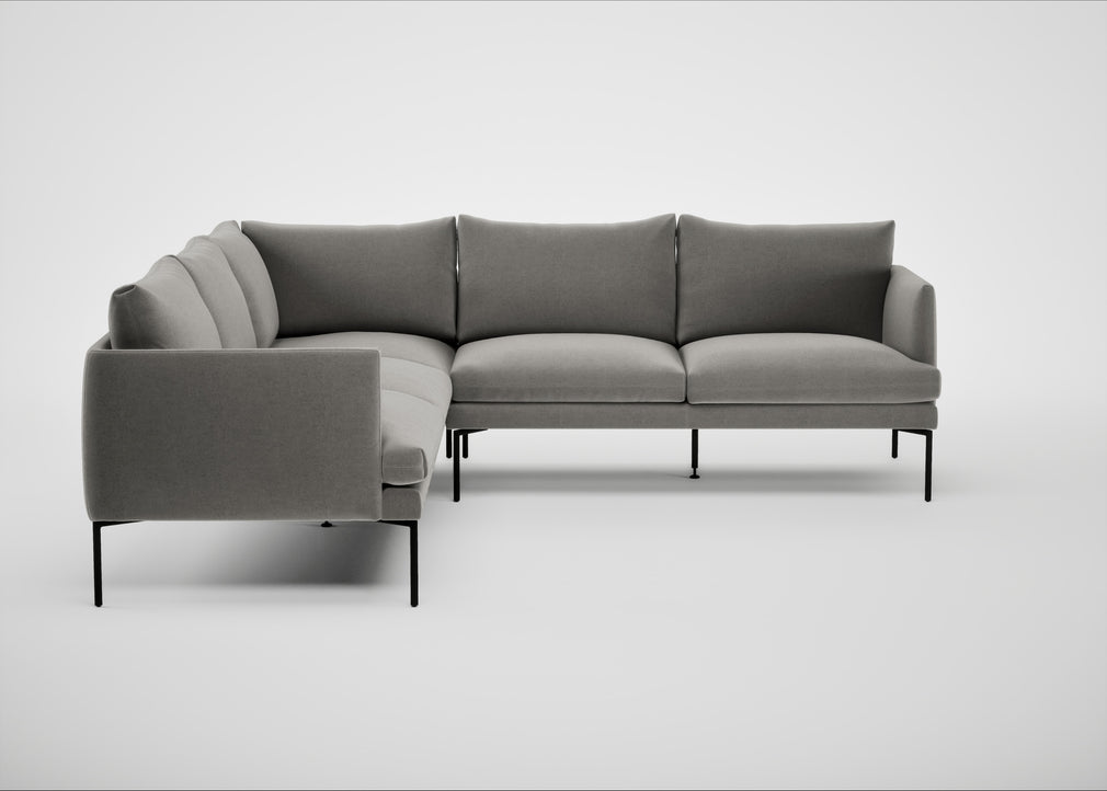 Matera Large Corner Sofa Nobilis Velvet Dolphin / Black