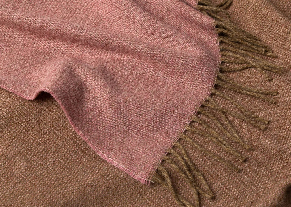 Two Tone Merino Throw Rose