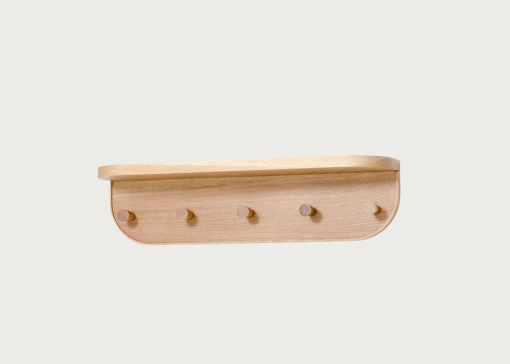 Oak Shelf with Hooks