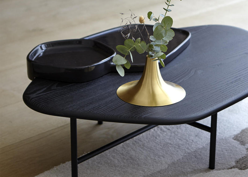 Lewa Low Coffee Table Black Stained Ash Top Black Cermaic Holder