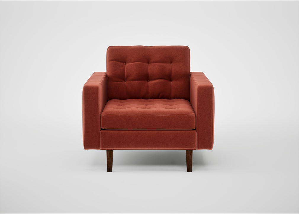 Hepburn Armchair Nobilis Velvet Rust / Walnut