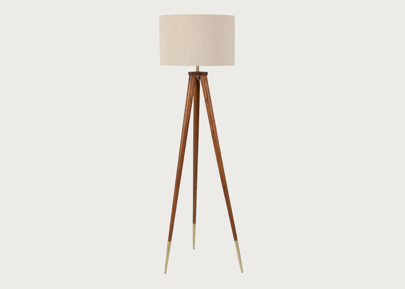 Hawkins Wooden Tripod Floor Lamp with Shade Walnut Finish