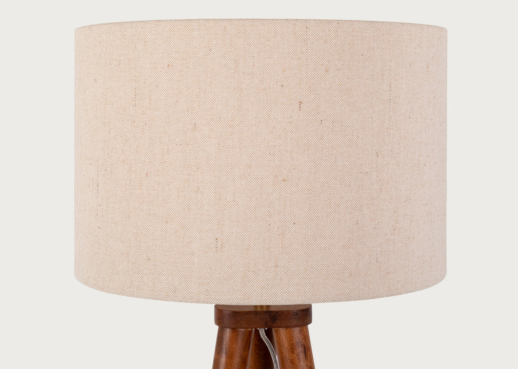 Hawkins Wooden Tripod Floor Lamp with Shade Walnut Finish