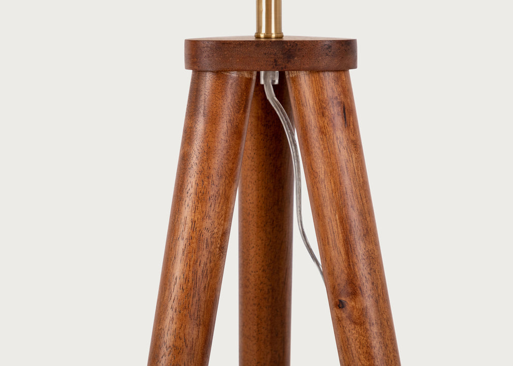 Hawkins Wooden Tripod Floor Lamp with Shade Walnut Finish