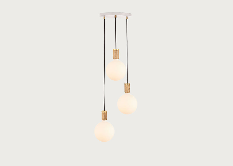 Small White Canopy With 3 Pendants and 3 Sphere IV Bulbs