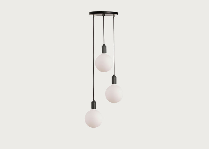 Small Black Canopy With 3 Pendants and 3 Sphere IV Bulbs