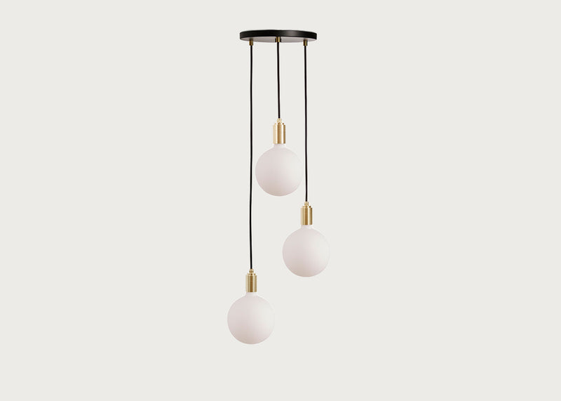Small Black Canopy With 3 Pendants and 3 Sphere IV Bulbs