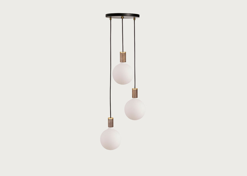Small Black Canopy With 3 Pendants and 3 Sphere IV Bulbs