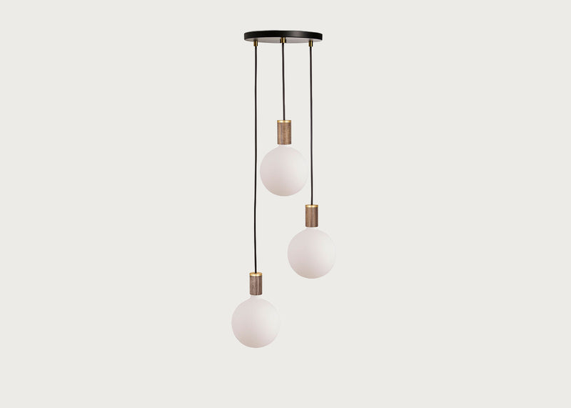 Small Black Canopy With 3 Pendants and 3 Sphere IV Bulbs