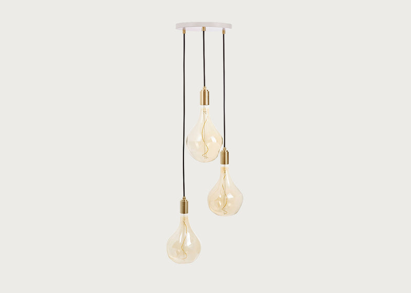 Small White Canopy With 3 Pendants and 3 Voronoi II Bulbs