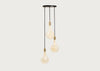 Small Black Canopy With 3 Pendants and 3 Voronoi II Bulbs