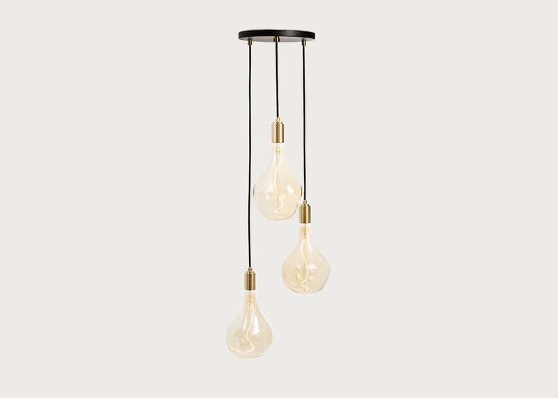 Small Black Canopy With 3 Pendants and 3 Voronoi II Bulbs