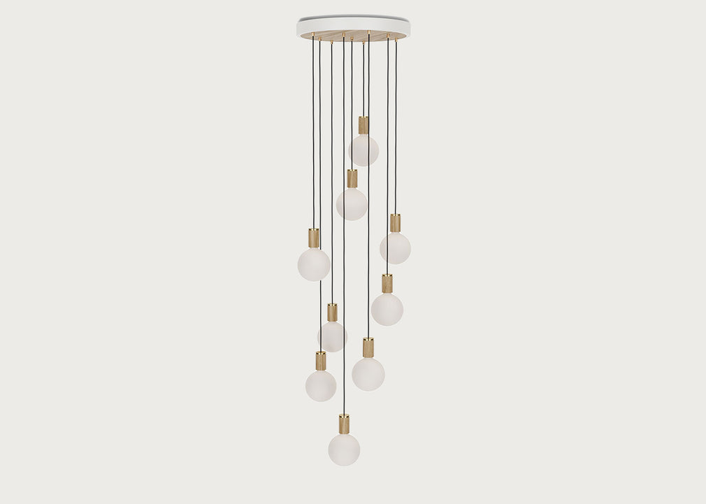 Large White Canopy With 9 Pendants and 9 Sphere IV Bulbs