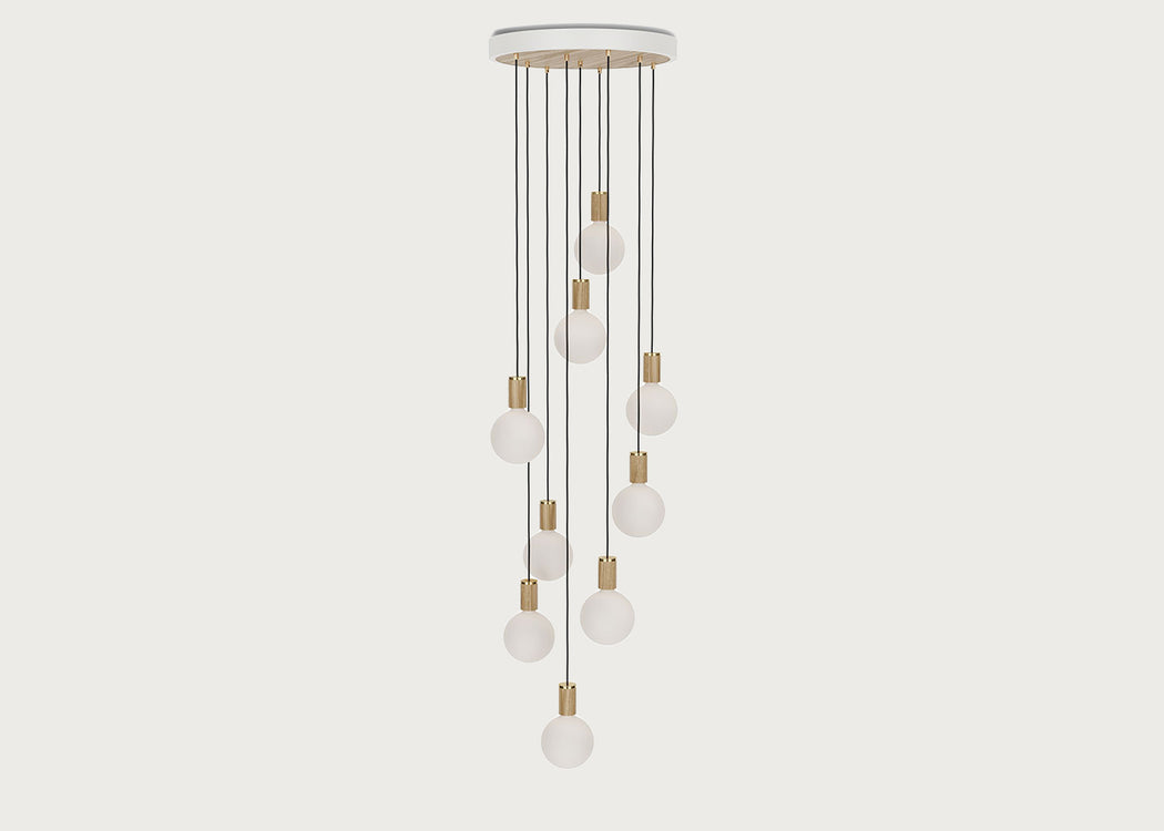 Large White Canopy With 9 Pendants and 9 Sphere IV Bulbs