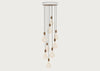 Large White Canopy With 9 Pendants and 9 Voronoi II Bulbs