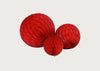 Honeycomb Ball Decoration Red Set of 3