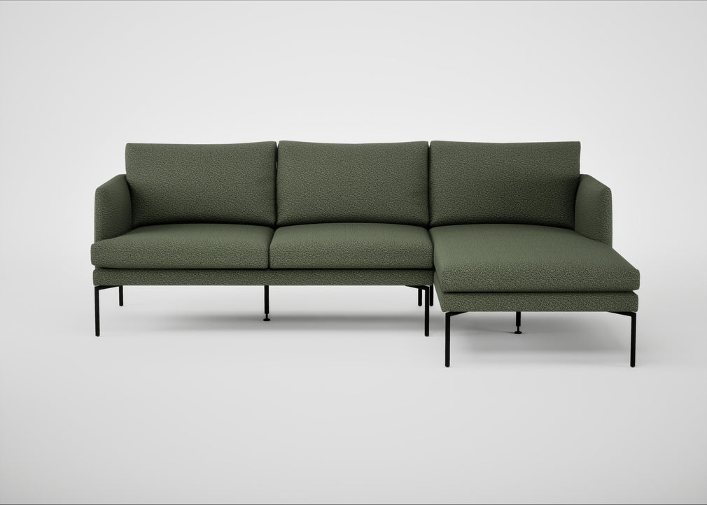 Matera Right Hand Facing Chaise Sofa Loop Boucle Forest / Black