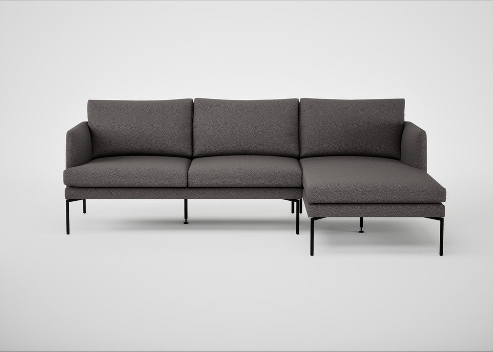 Matera Right Hand Facing Chaise Sofa Loop Boucle Granite / Black