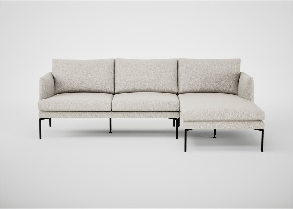 Matera Right Hand Facing Chaise Sofa Loop Boucle Polar / Black
