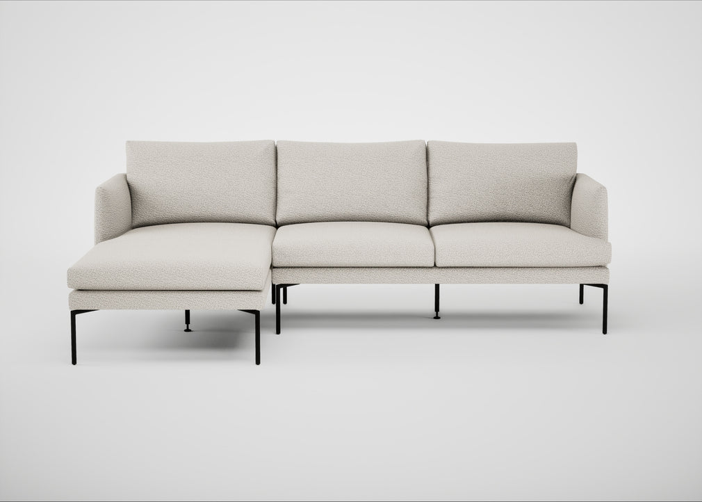 Matera Left Hand Facing Chaise Sofa Loop Boucle Polar / Black