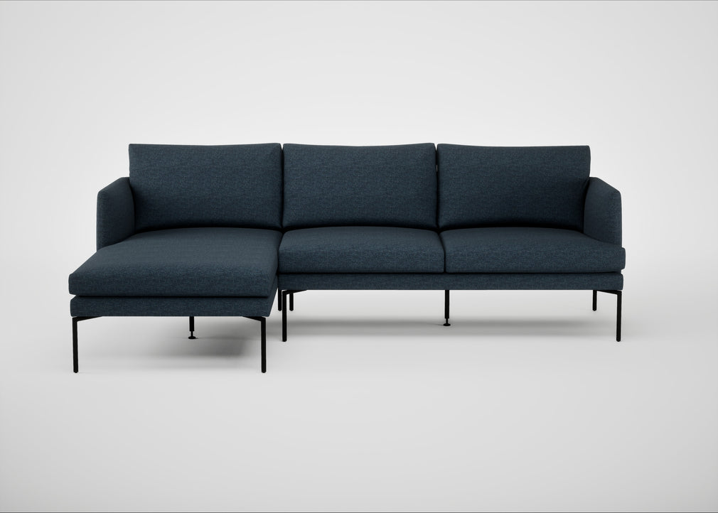 Matera Left Hand Facing Chaise Sofa Siena Cotton Deep Sea / Black