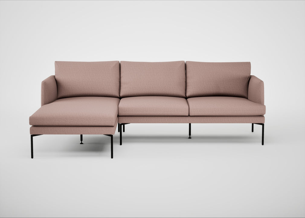 Matera Left Hand Facing Chaise Sofa Siena Cotton Dusky Pink / Black