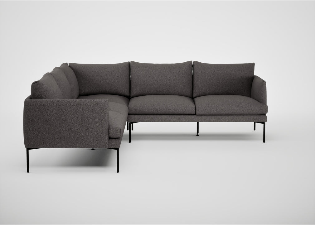 Matera Large Corner Sofa Loop Boucle Granite / Black