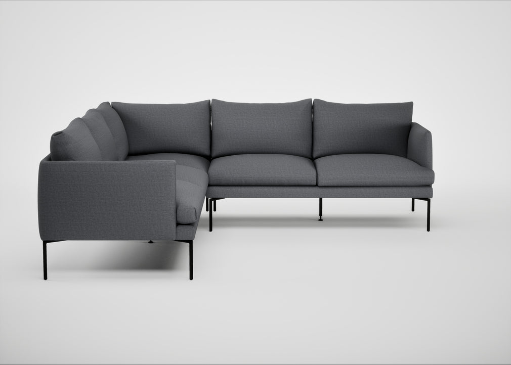 Matera Large Corner Sofa Siena Cotton Shale Grey / Black