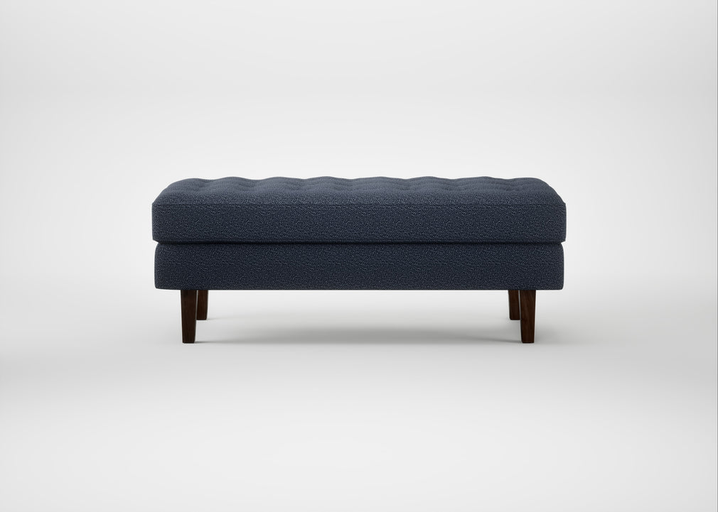 Hepburn Ottoman Loop Boucle Navy / Walnut