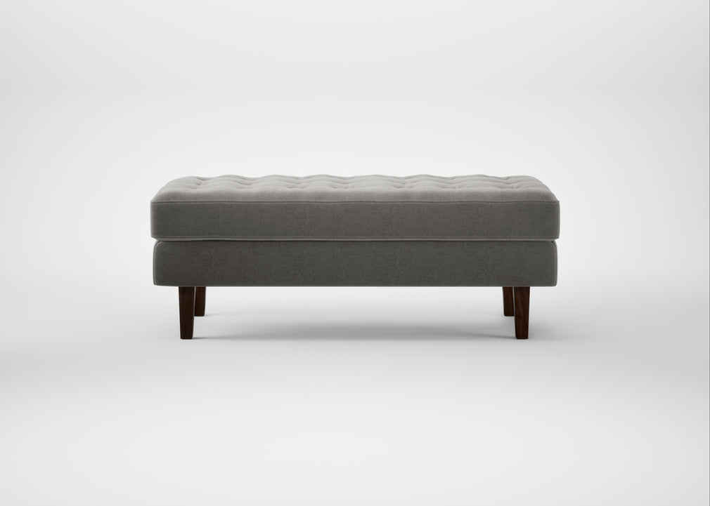 Hepburn Ottoman Nobilis Velvet Dolphin / Walnut
