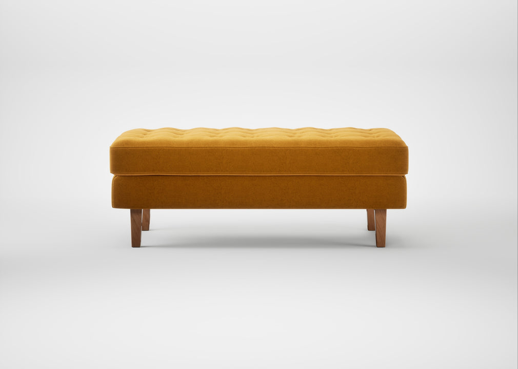 Hepburn Ottoman Nobilis Velvet Mustard / Natural
