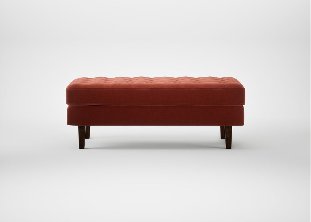 Hepburn Ottoman Nobilis Velvet Rust / Walnut