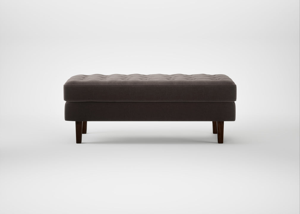Hepburn Ottoman Nobilis Velvet Sable / Walnut