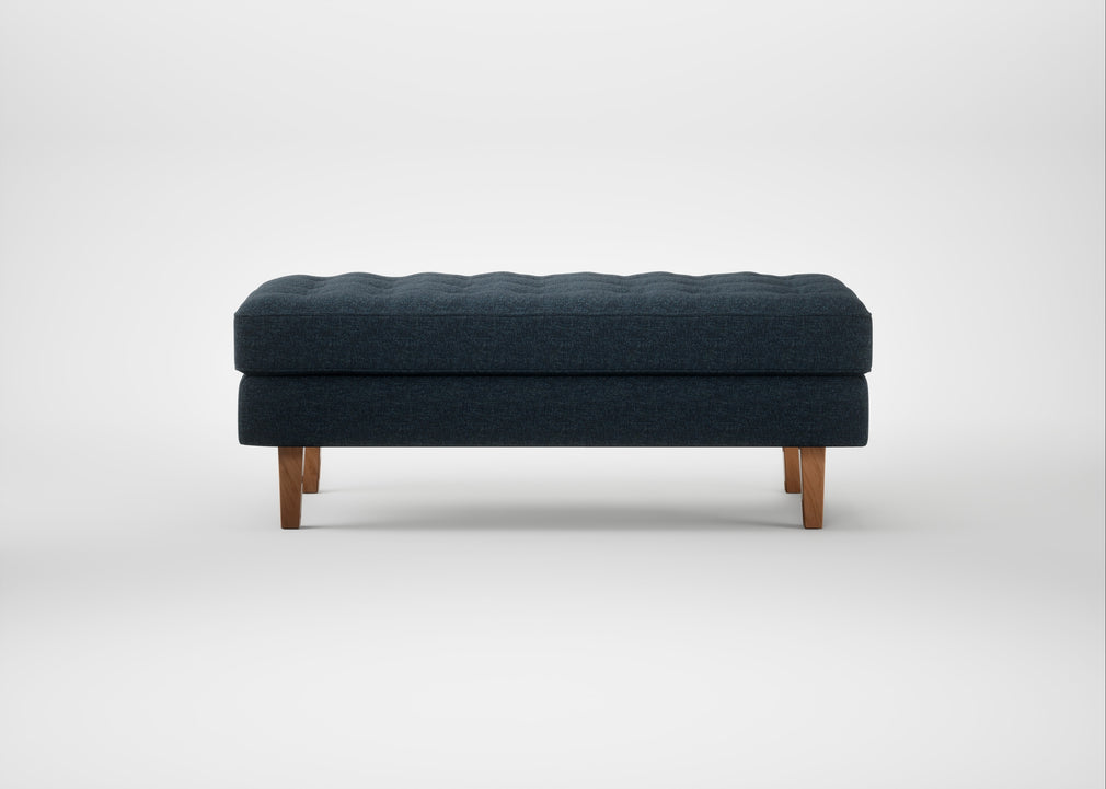 Hepburn Ottoman Siena Cotton Deep Sea / Natural