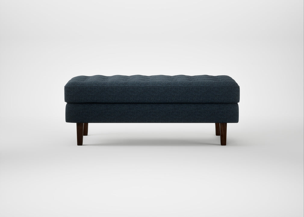 Hepburn Ottoman Siena Cotton Deep Sea / Walnut