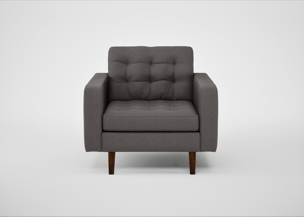 Hepburn Armchair Loop Boucle Granite / Walnut