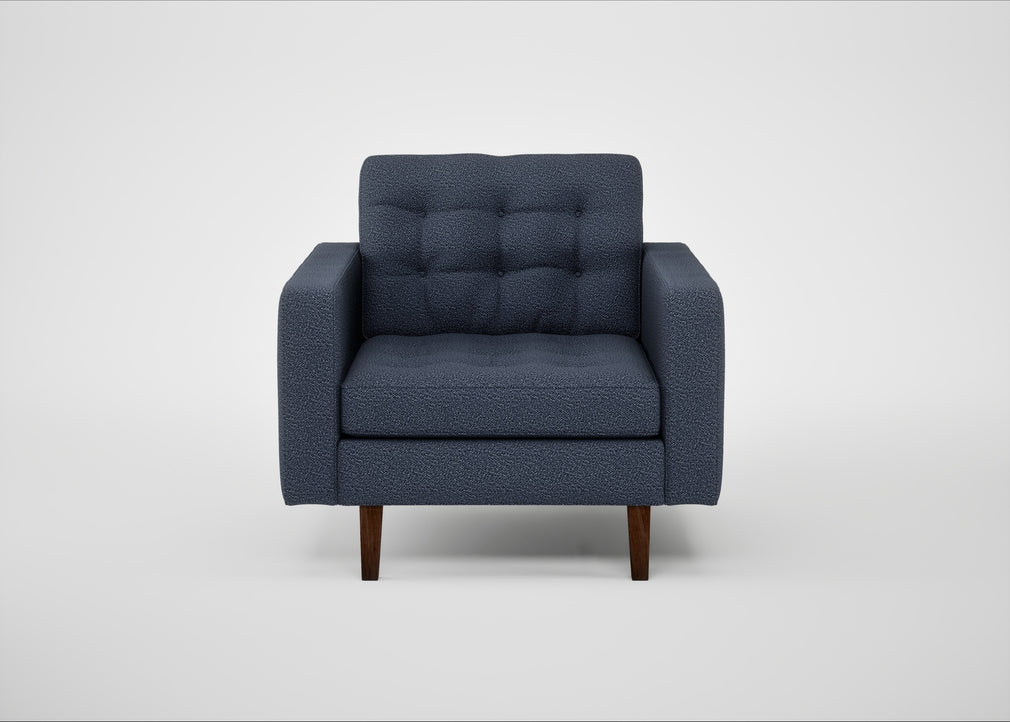 Hepburn Armchair Loop Boucle Navy / Walnut