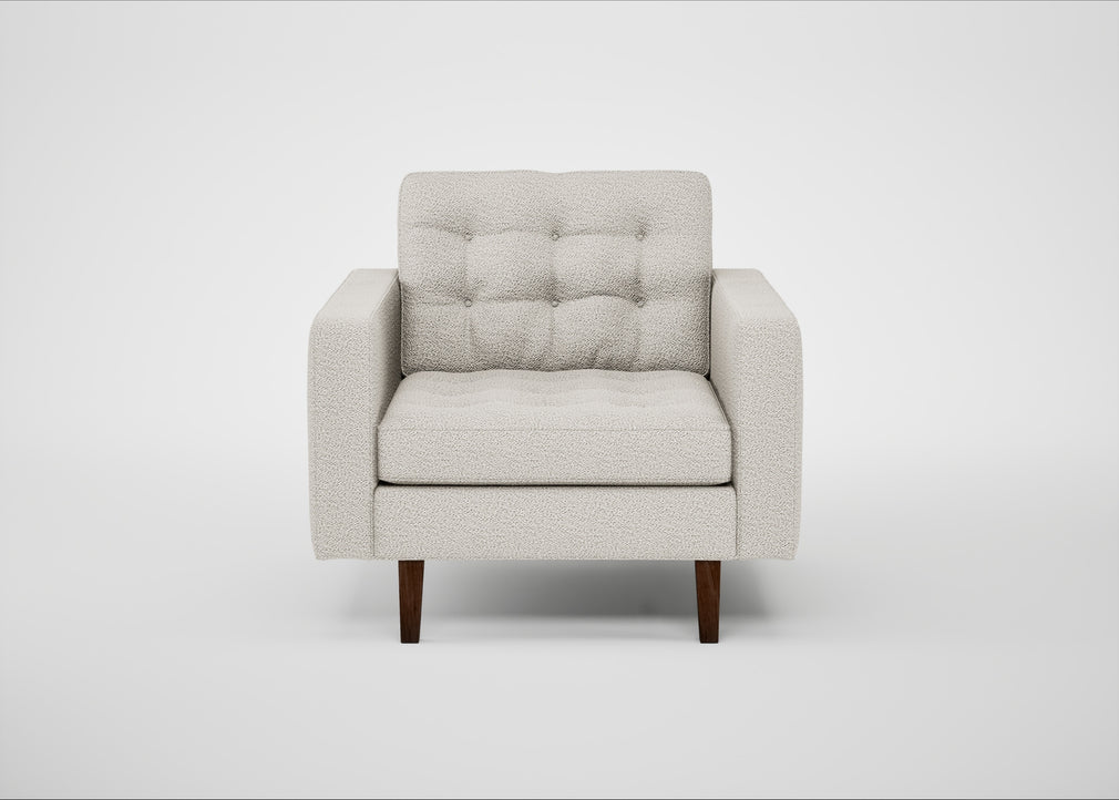 Hepburn Armchair Loop Boucle Polar / Walnut