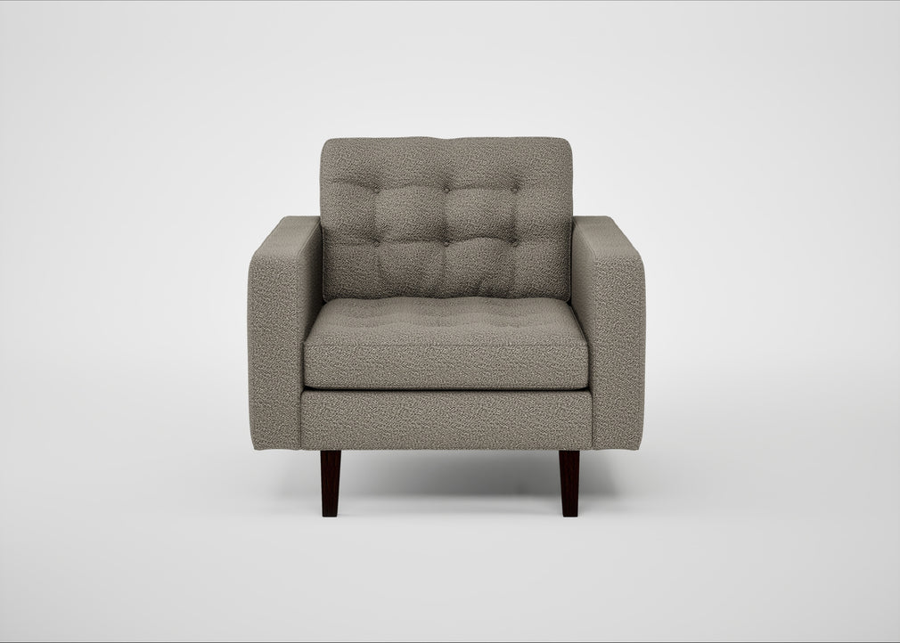 Hepburn Armchair Loop Boucle Taupe / Walnut