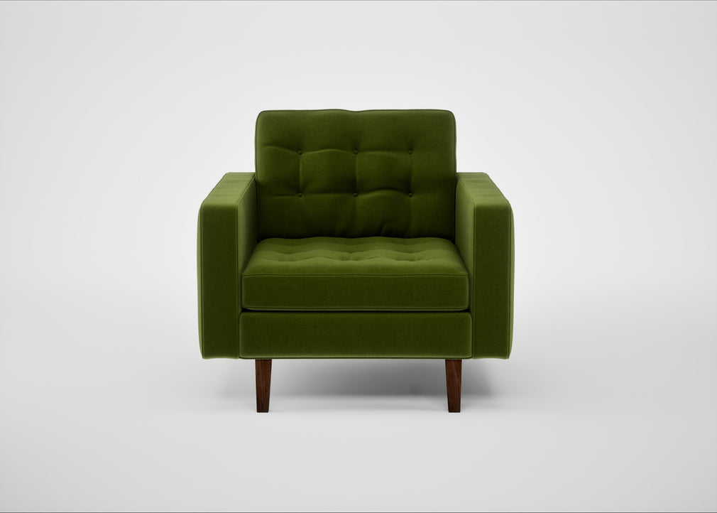 Hepburn Armchair Nobilis Velvet Leaf / Walnut
